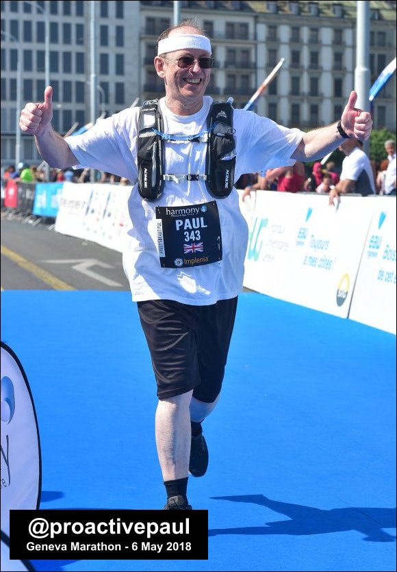 Proactive Paul finishing the Geneva Marathon 2018